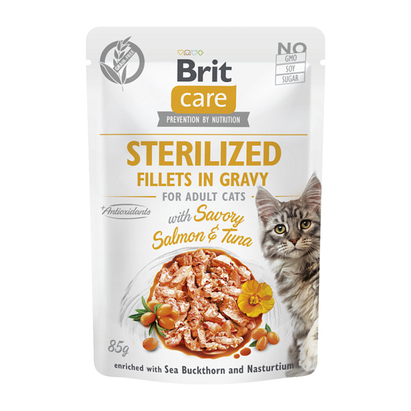 Kapsička BRIT Care Cat Sterilized Fillets in Gravy with Savory Salmon & Tuna 85 g