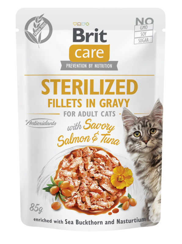 Kapsička BRIT Care Cat Sterilized Fillets in Gravy with Savory Salmon & Tuna 85 g