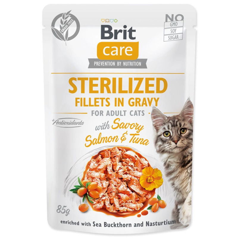 Kapsička BRIT Care Cat Sterilized Fillets in Gravy with Savory Salmon & Tuna 85 g