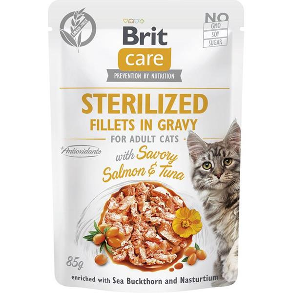 Kapsička BRIT Care Cat Sterilized Fillets in Gravy with Savory Salmon & Tuna 85 g