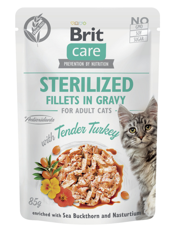 Kapsička BRIT Care Cat Sterilized Fillets in Gravy with Tender Turkey 85 g