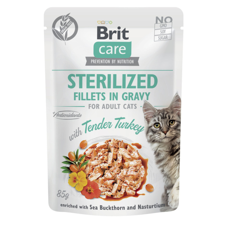 Kapsička BRIT Care Cat Sterilized Fillets in Gravy with Tender Turkey 85 g