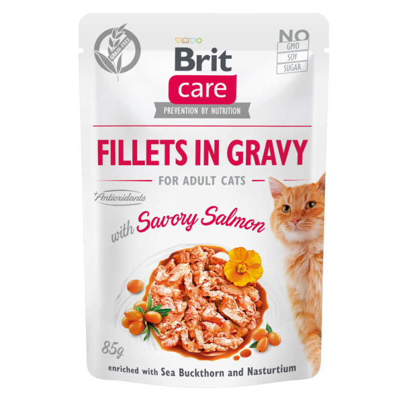 Kapsička BRIT Care Cat Kitten Fillets in Gravy with Savory Salmon 85 g