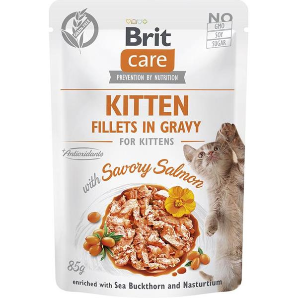 Kapsička BRIT Care Cat Kitten Fillets in Gravy with Savory Salmon 85 g