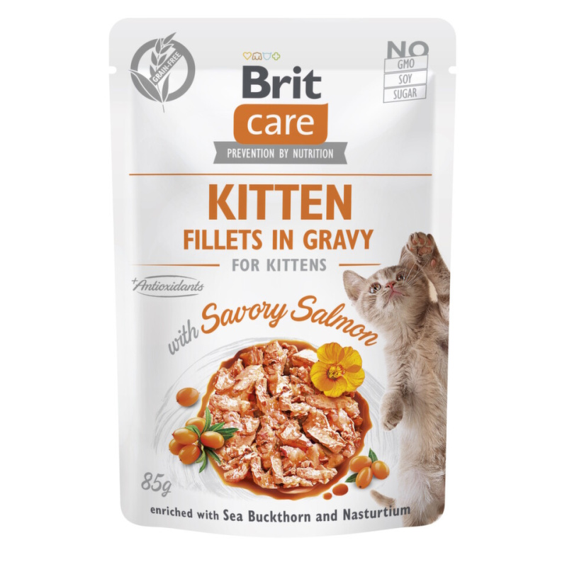 Kapsička BRIT Care Cat Kitten Fillets in Gravy with Savory Salmon 85 g