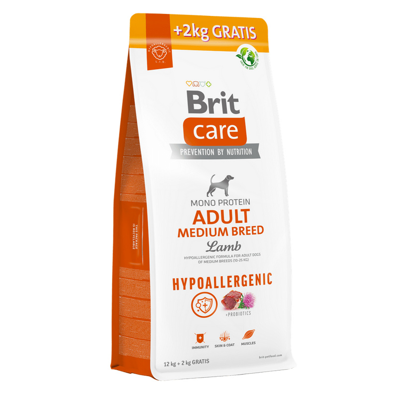 Brit Care Dog Hypoallergenic Adult Medium Breed 12+2kg ZDARMA
