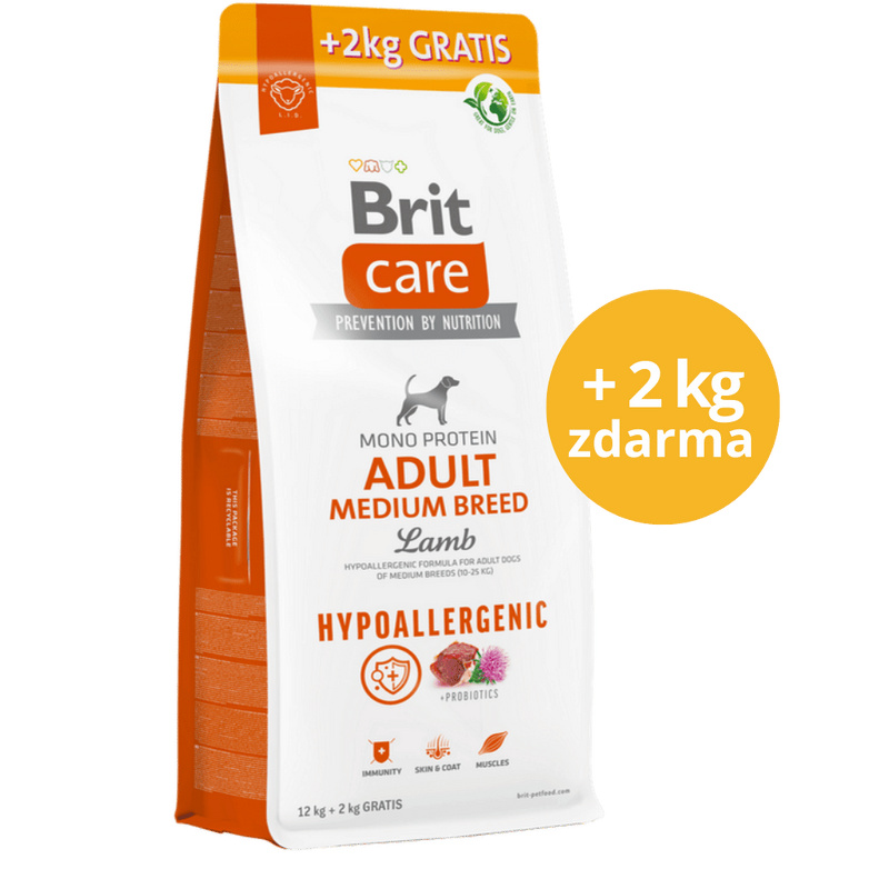 Brit Care Dog Hypoallergenic Adult Medium Breed 12+2kg ZDARMA