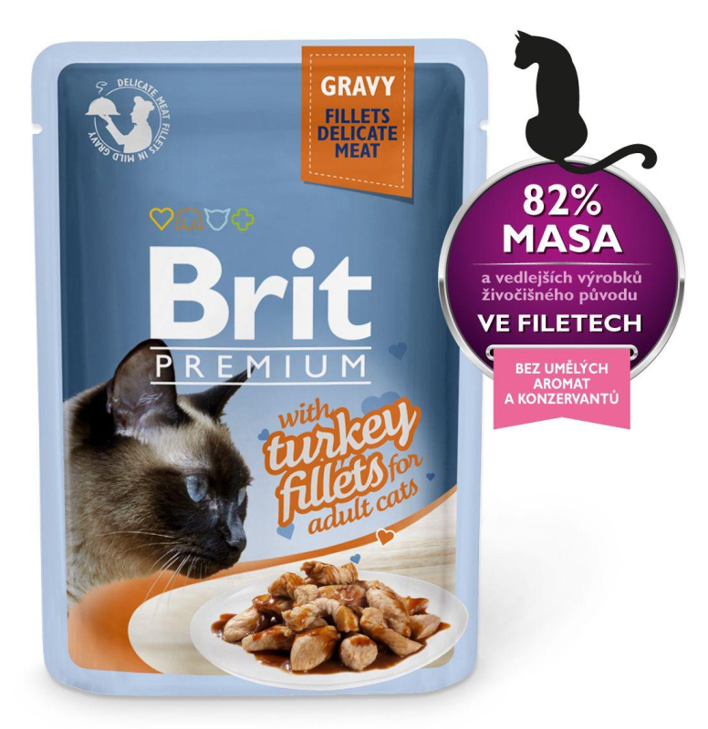 Brit Premium Cat D Fillets in Gravy With Turkey 85 g - 1 ks