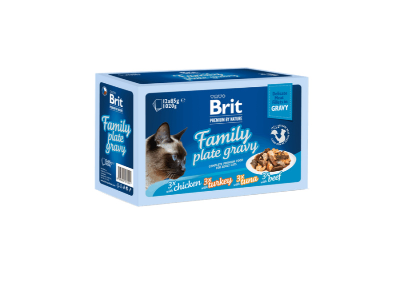 Kapsička Brit Premium by Nature filety v omáčce Family Plate 12x 85g