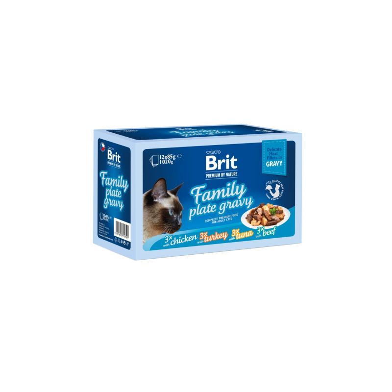 Kapsička Brit Premium by Nature filety v omáčce Family Plate 12x 85g