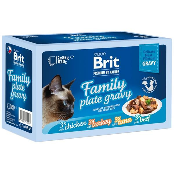 Kapsička Brit Premium by Nature filety v omáčce Family Plate 12x 85g