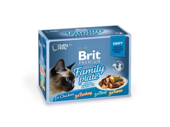 Kapsička Brit Premium by Nature filety v omáčce Family Plate 12x 85g