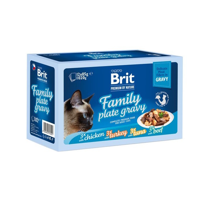 Kapsička Brit Premium by Nature filety v omáčce Family Plate 12x 85g