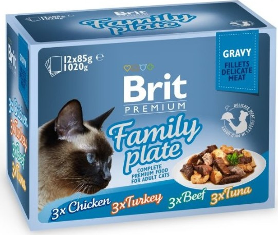 Kapsička Brit Premium by Nature filety v omáčce Family Plate 12x 85g