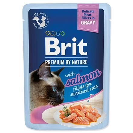 Kapsička Brit Premium by Nature Sterilised losos filety v omáčce 85g
