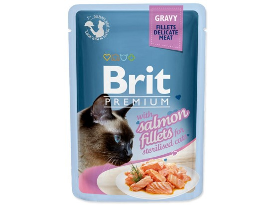 Kapsička Brit Premium by Nature Sterilised losos filety v omáčce 85g