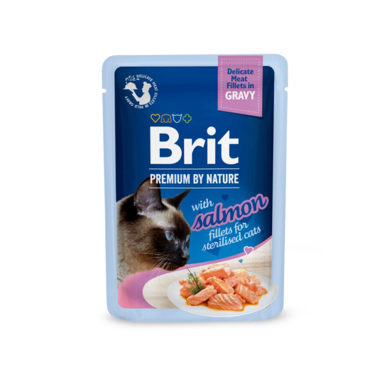 Kapsička Brit Premium by Nature Sterilised losos filety v omáčce 85g