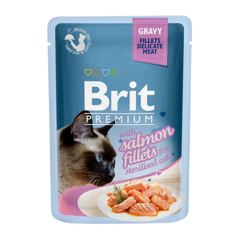 Kapsička Brit Premium by Nature Sterilised losos filety v omáčce 85g