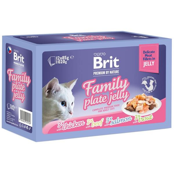 Kapsička Brit Premium by Nature filety v želé Family Plate 12x 85g