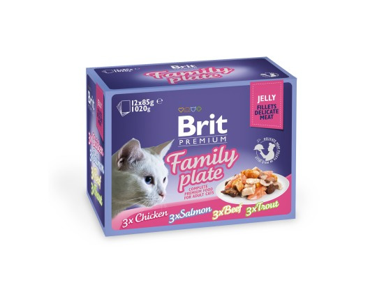 Kapsička Brit Premium by Nature filety v želé Family Plate 12x 85g