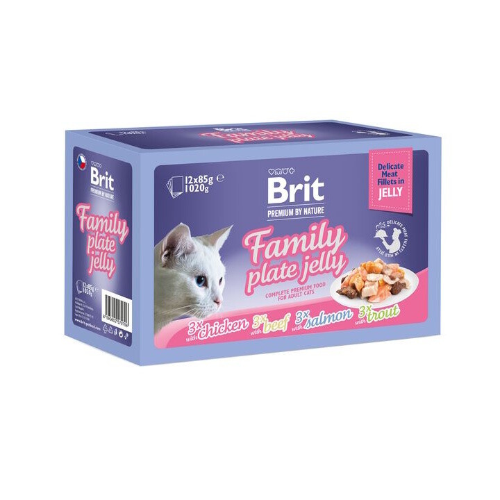 Kapsička Brit Premium by Nature filety v želé Family Plate 12x 85g