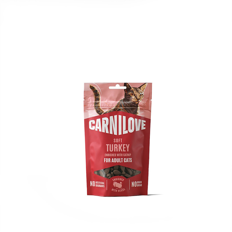 Carnilove Grain Free - pamlsky pro kočky Carnilove Cat SOFT Snack Turkey+Catnip 50g