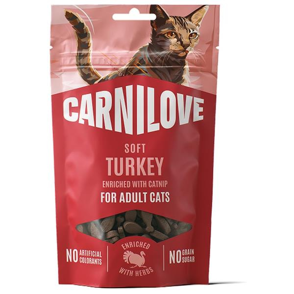 Carnilove Grain Free - pamlsky pro kočky Carnilove Cat SOFT Snack Turkey+Catnip 50g