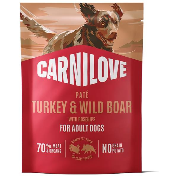 Carnilove Dog Pouch Paté Turkey&Wildboar+Ros. 300g