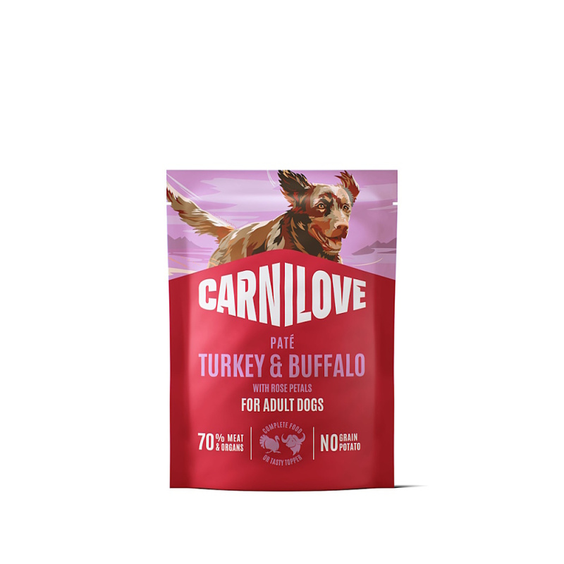 Carnilove Dog Pouch Paté Turkey&Buffalo+Rose  300g
