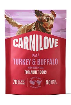 Carnilove Dog Pouch Paté Turkey&Buffalo+Rose  300g
