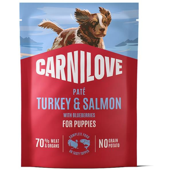 Carnilove Dog Pouch Paté Turkey&Salm.+Blueb.Puppy  300g