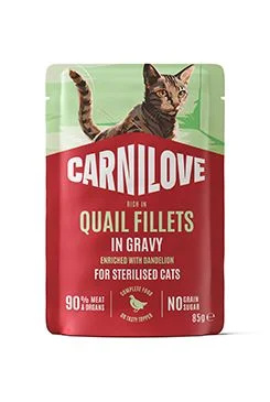 Carnilove Cat Pouch Gravy Quail+Dandelion Steril.  85g