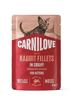 Carnilove Cat Pouch Gravy Rabbit+Marigold Kittens  85g