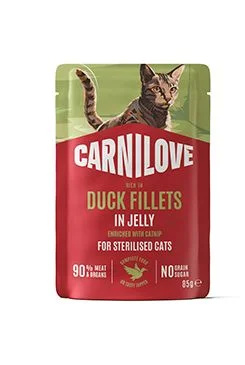 Carnilove Cat Pouch Jelly Duck+Catnip Steril.  85g