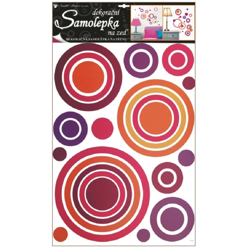 Samolepky na zeď kruhy růžové, 60x42cm Anděl Přerov s.r.o.