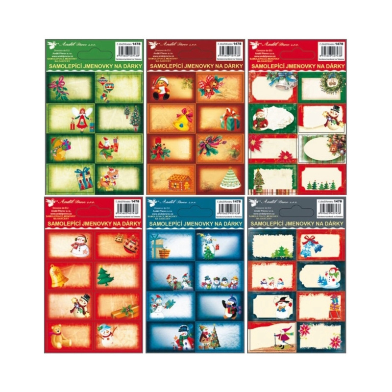 Anděl Přerov Samolepicí jmenovky na dárky s ražbou 8 ks, 13 x 8,5 cm
