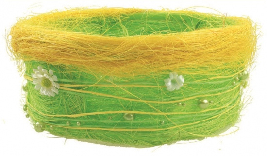 Jarní košíček ze sisalu s kopretinkami a perličkami 18cm Anděl Přerov s.r.o.