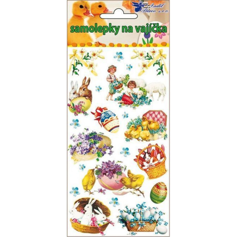 Samolepky velikonoční gelové Vintage 19x9cm děti