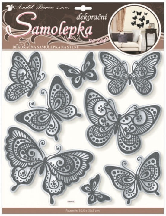 Samolepky na zeď motýli se zrcadlovým efektem 30,5x30,5cm Anděl Přerov s.r.o.
