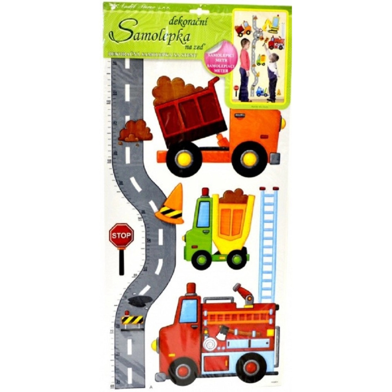 Samolepky na zeď dětský metr silnice s auty 120x32cm Anděl Přerov s.r.o.