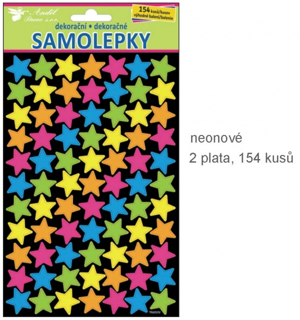 Samolepky neonové hvězdičky 2 archy 21x14cm Anděl Přerov s.r.o.