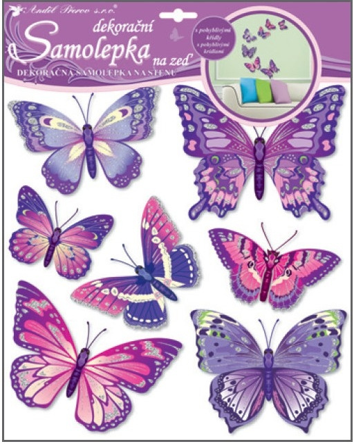 Samolepky na zeď motýli fialoví 30,5x30,5 cm Anděl Přerov s.r.o.