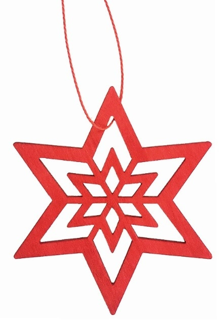 Dřevěná hvězda závěsná 10 cm, červená Anděl Přerov s.r.o.