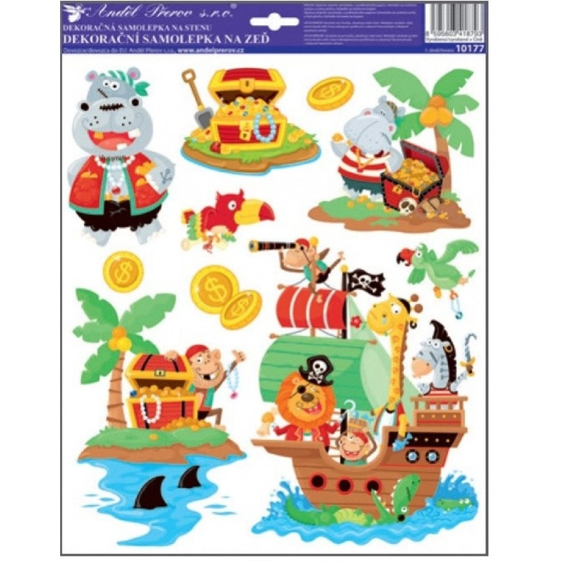 Anděl Přerov Samolepky na zeď piráti, mix dekorů, 33 x 29 cm