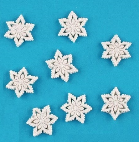 Vločky bílé akryl s glitry 2,5 cm, 8 ks v krabičce Anděl Přerov s.r.o.