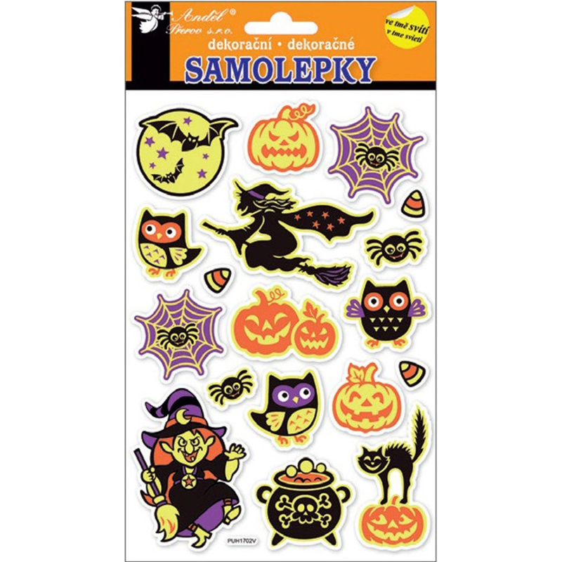 Samolepky svítící ve tmě s babou na koštěti 25x14 cm Anděl Přerov s.r.o.