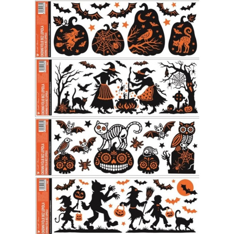 Anděl Přerov Okenní fólie s glitry Halloween, různé druhy, 1 ks, 59 x 21 cm