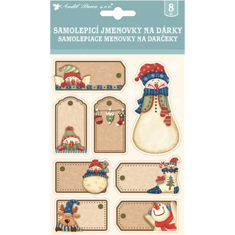 Jmenovky na dárky 3D béžové s glitry 8 ks 17 x 12,5 cm