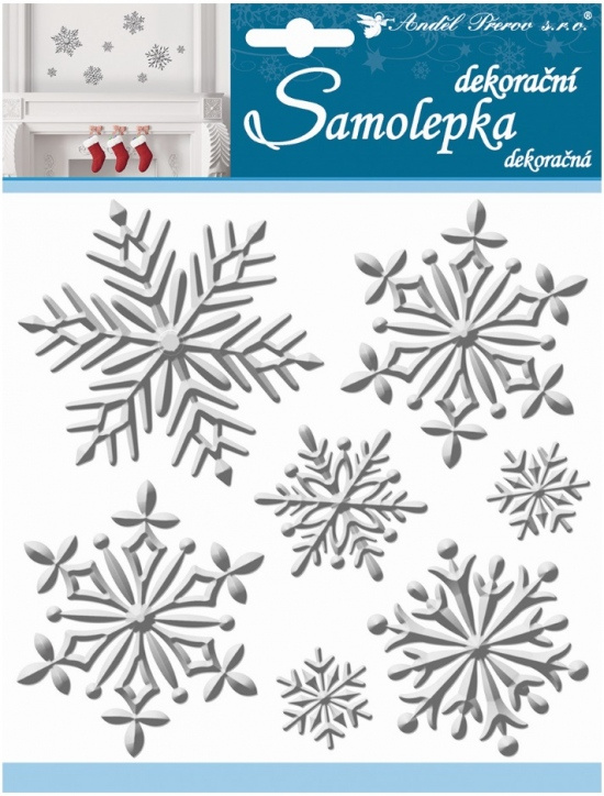 Samolepky vločky ledové kovový efekt 18x17 cm  Anděl Přerov s.r.o.