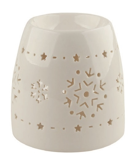 Aromalampa porcelánová bílá s vločkami 11 cm  Anděl Přerov s.r.o.